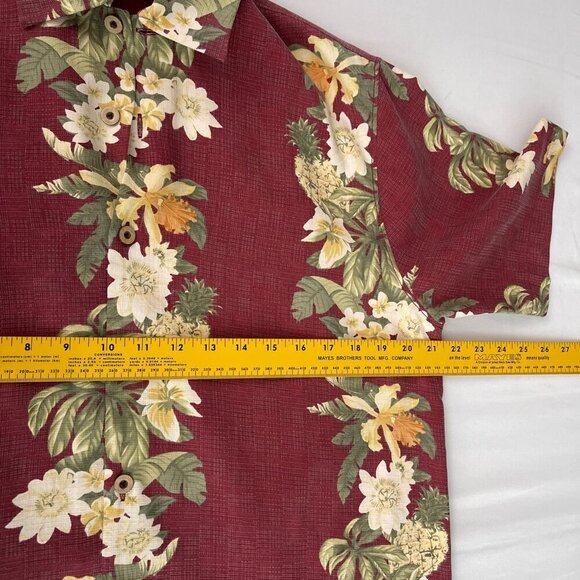 Tommy Bahama Pineapple Floral Tropical Red Short Sleeve Button-Up Shirt Mens M - Picture 10 of 12